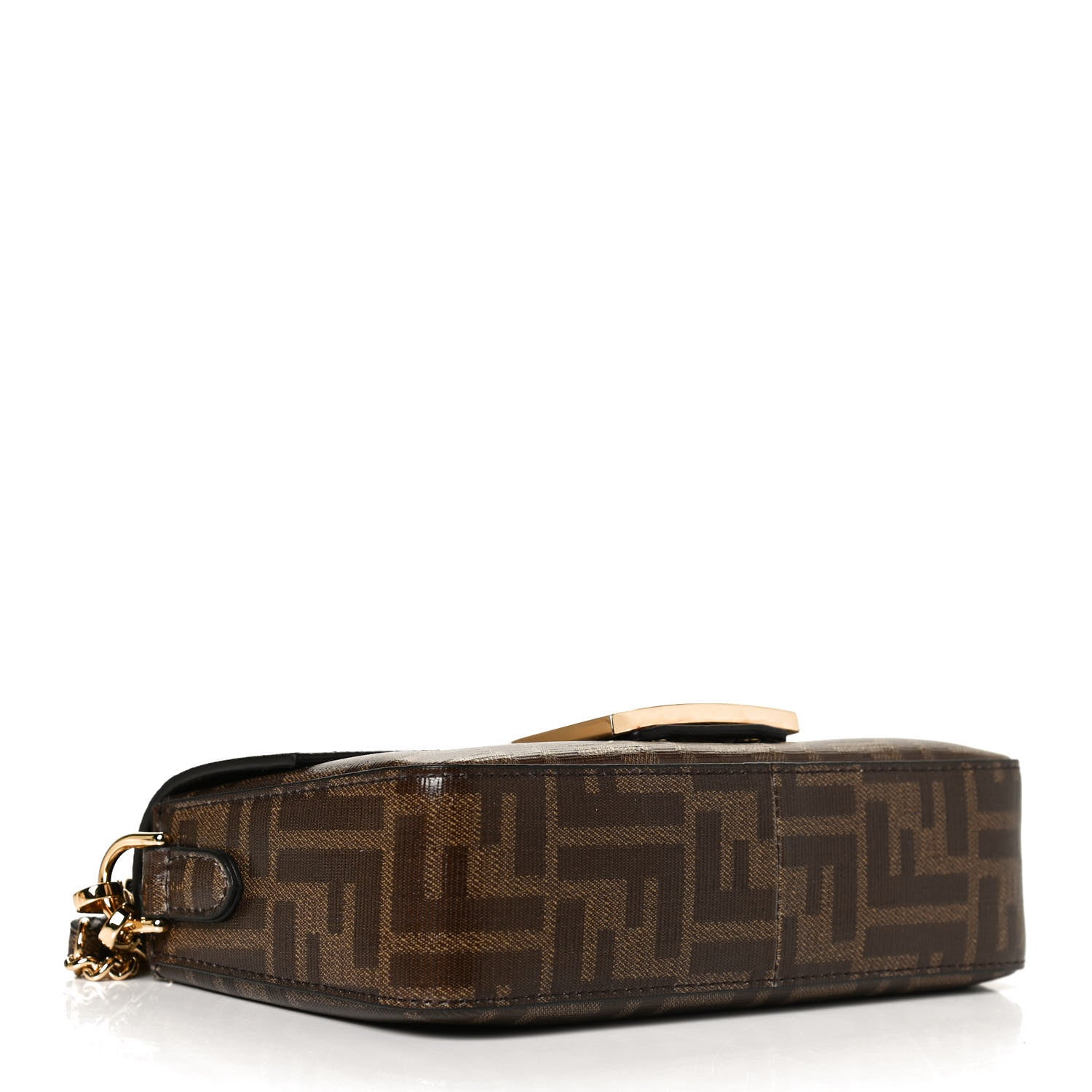 Fendi Glazed Fabric Vitello Century FF 1974 Mini Baguette Mogano Panna 3 of 10