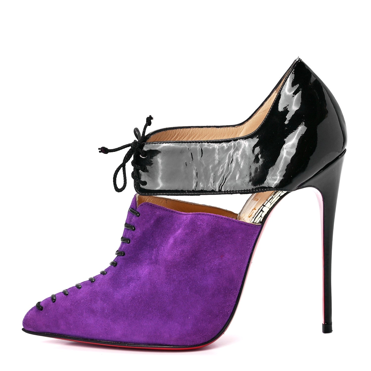 Christian Louboutin Patent Suede Kid Corsita 120 Ankle Boots 36.5 Violet Black 1 of 8