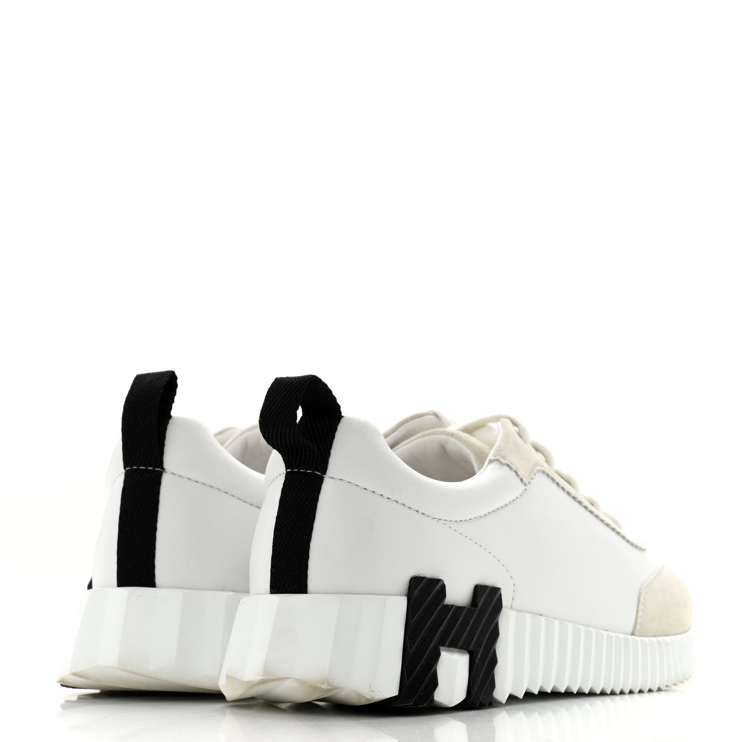 Hermes Goatskin Suede Goatskin Bouncing Sneakers 36.5 White Black 5 of 13