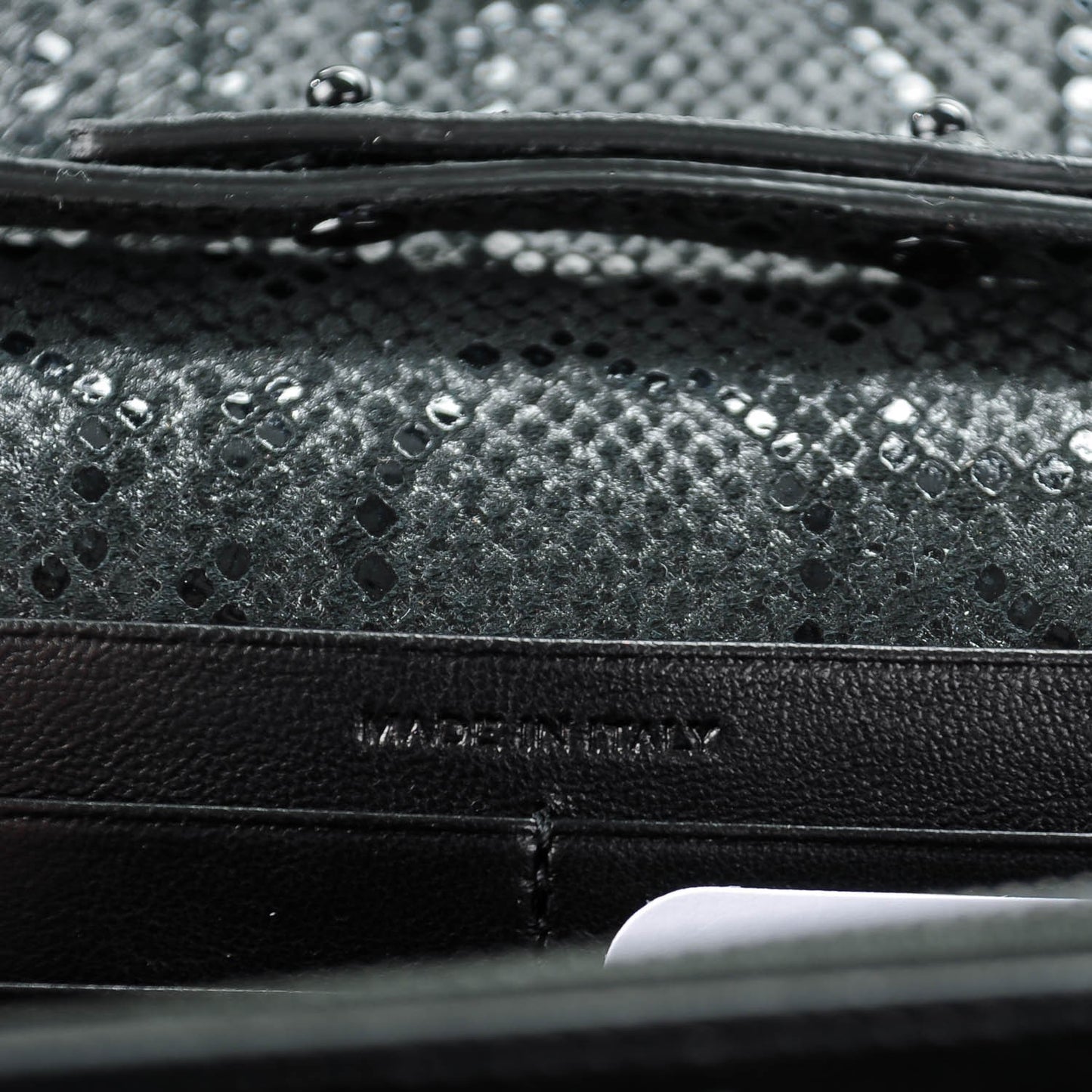 Python Print Suede Monogram Chain Wallet Black