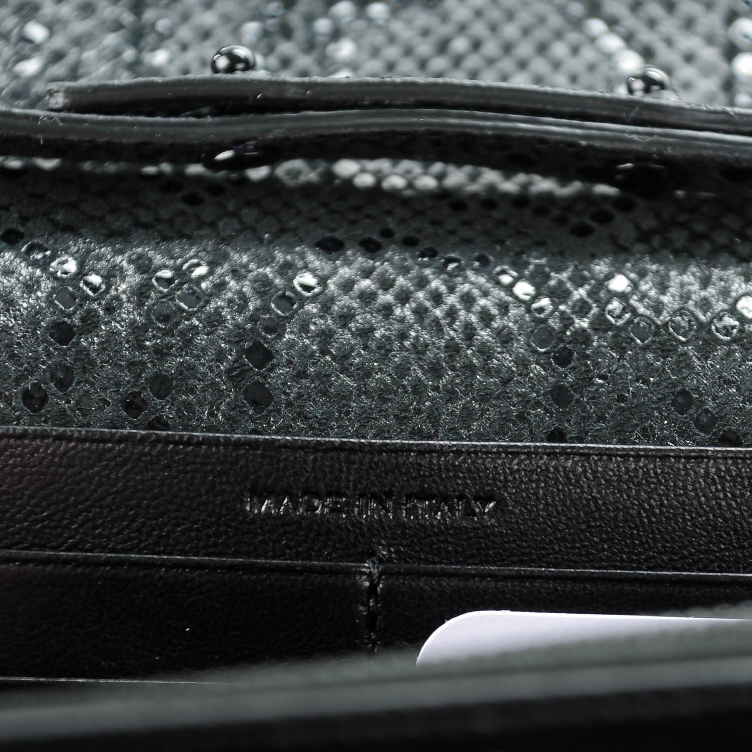 Saint Laurent Python Print Suede Monogram Chain Wallet Black 7 of 7