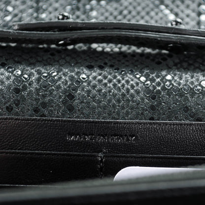 Saint Laurent Python Print Suede Monogram Chain Wallet Black 7 of 7