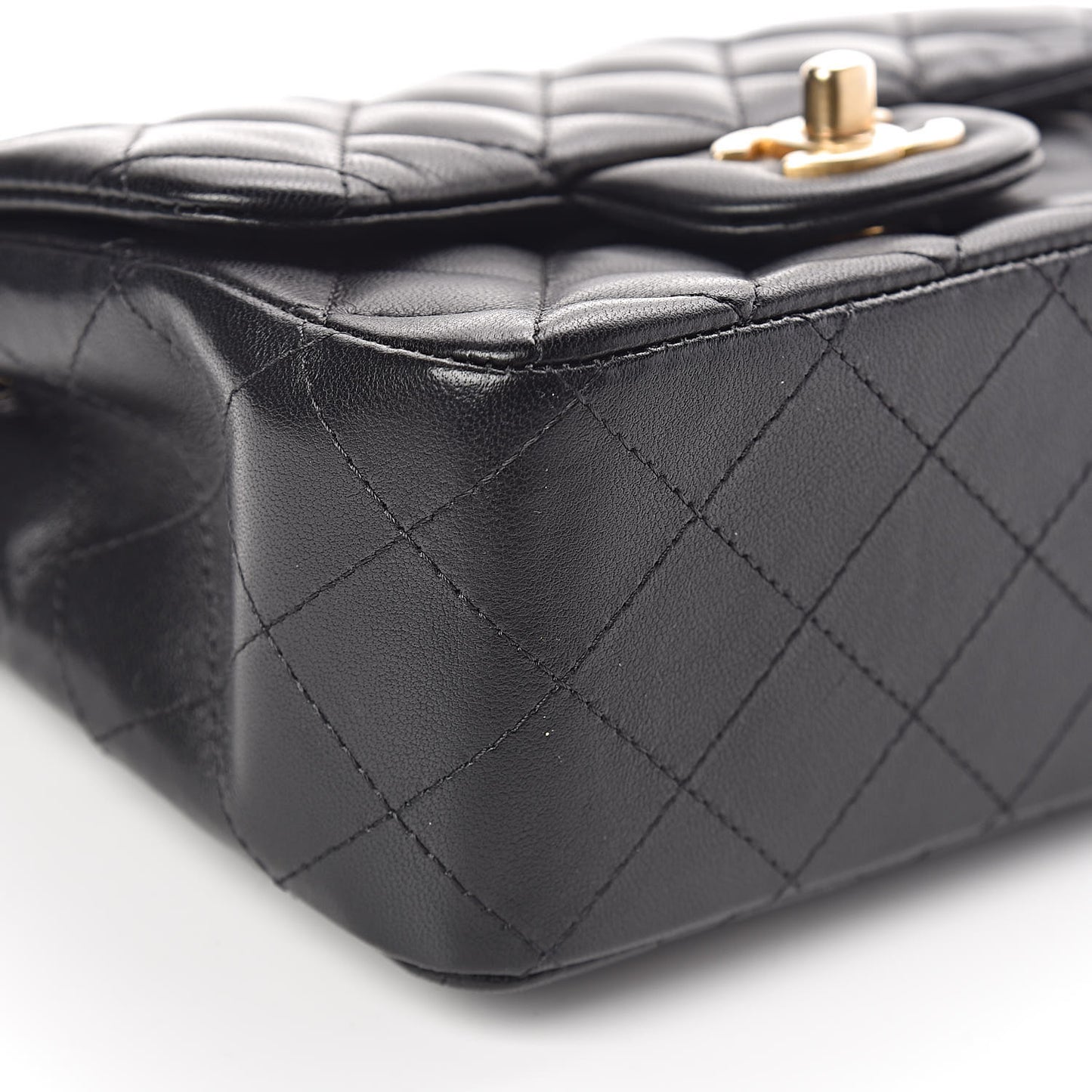 Lambskin Quilted Mini Square Flap Black