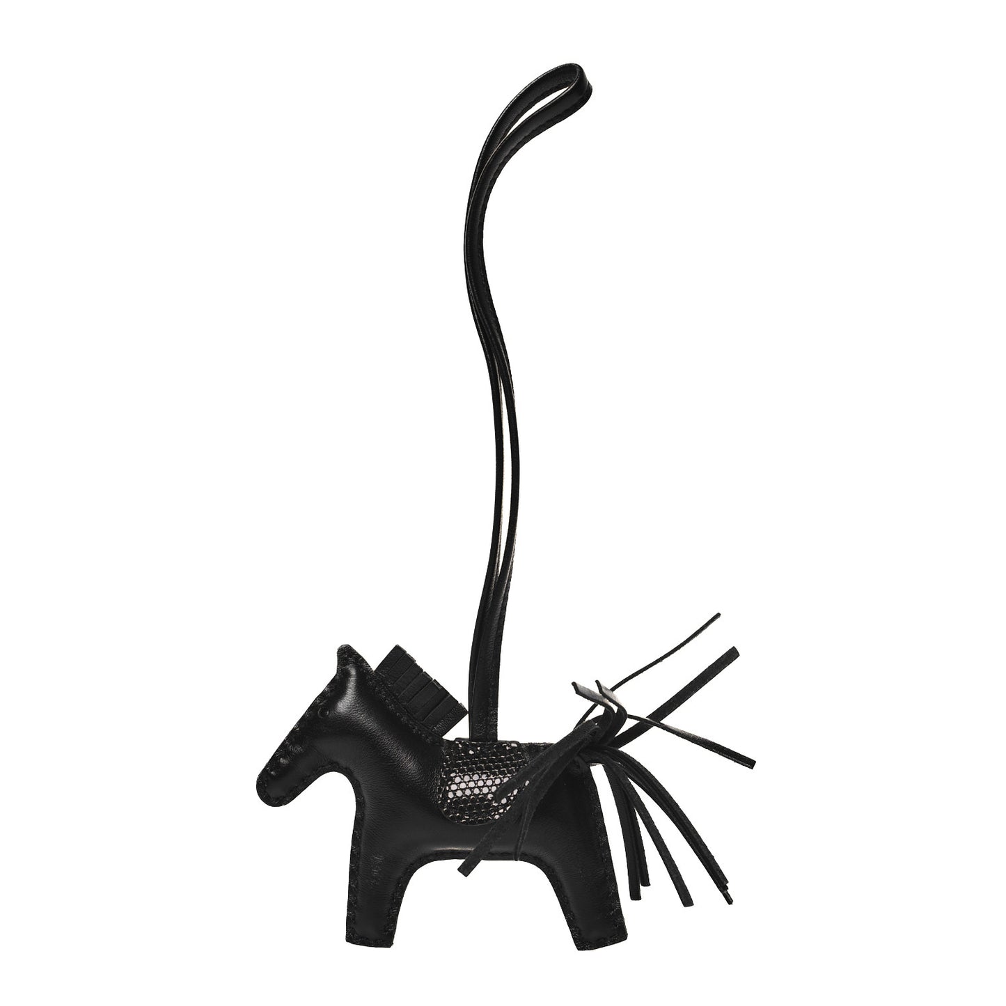 Milo Lambskin Lizard Touch Grigri Rodeo Horse Bag Charm PM So Black