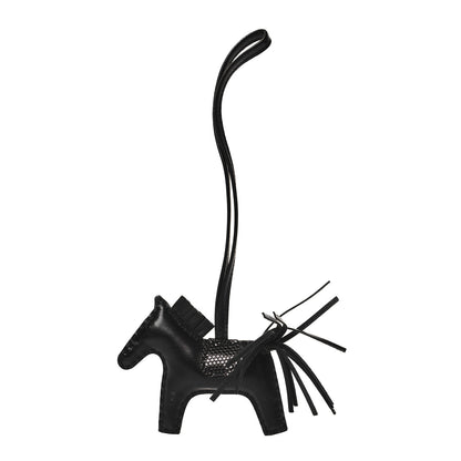 Hermes Milo Lambskin Lizard Touch Grigri Rodeo Horse Bag Charm PM So Black 1 of 4