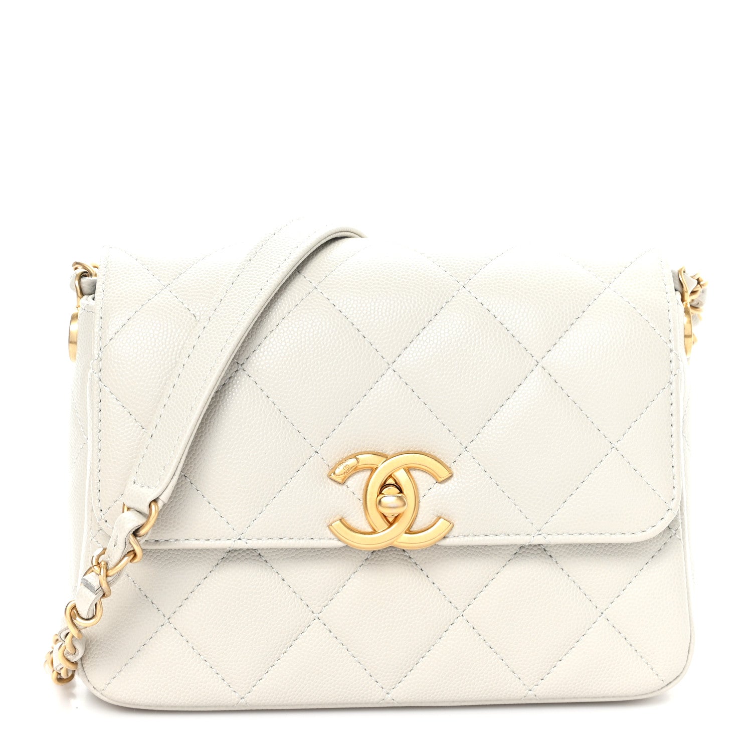 Chanel Calfskin Caviar Quilted Square Chain Flap Grey 1 of 11