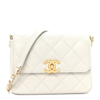 Chanel Calfskin Caviar Quilted Square Chain Flap Grey 1 of 11
