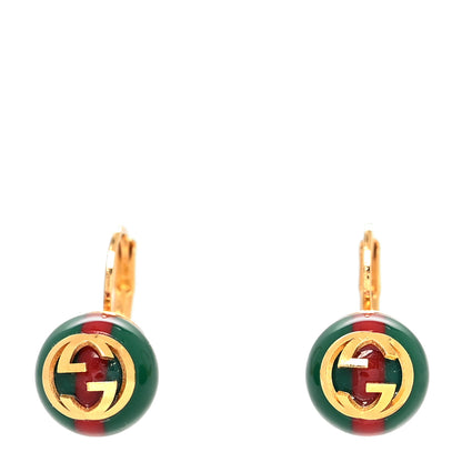 Gucci Resin Web Earrings Red Green Gold 1 of 4