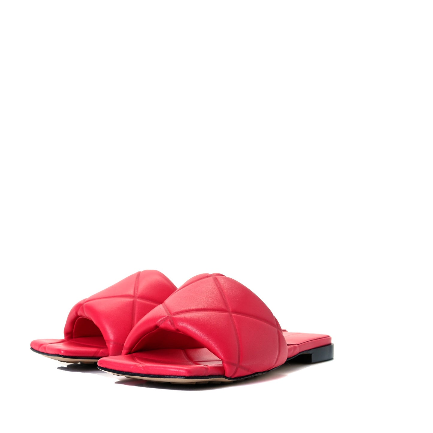 Nappa Quilted Rubber Lido Flat Sandals 35 Lollipop