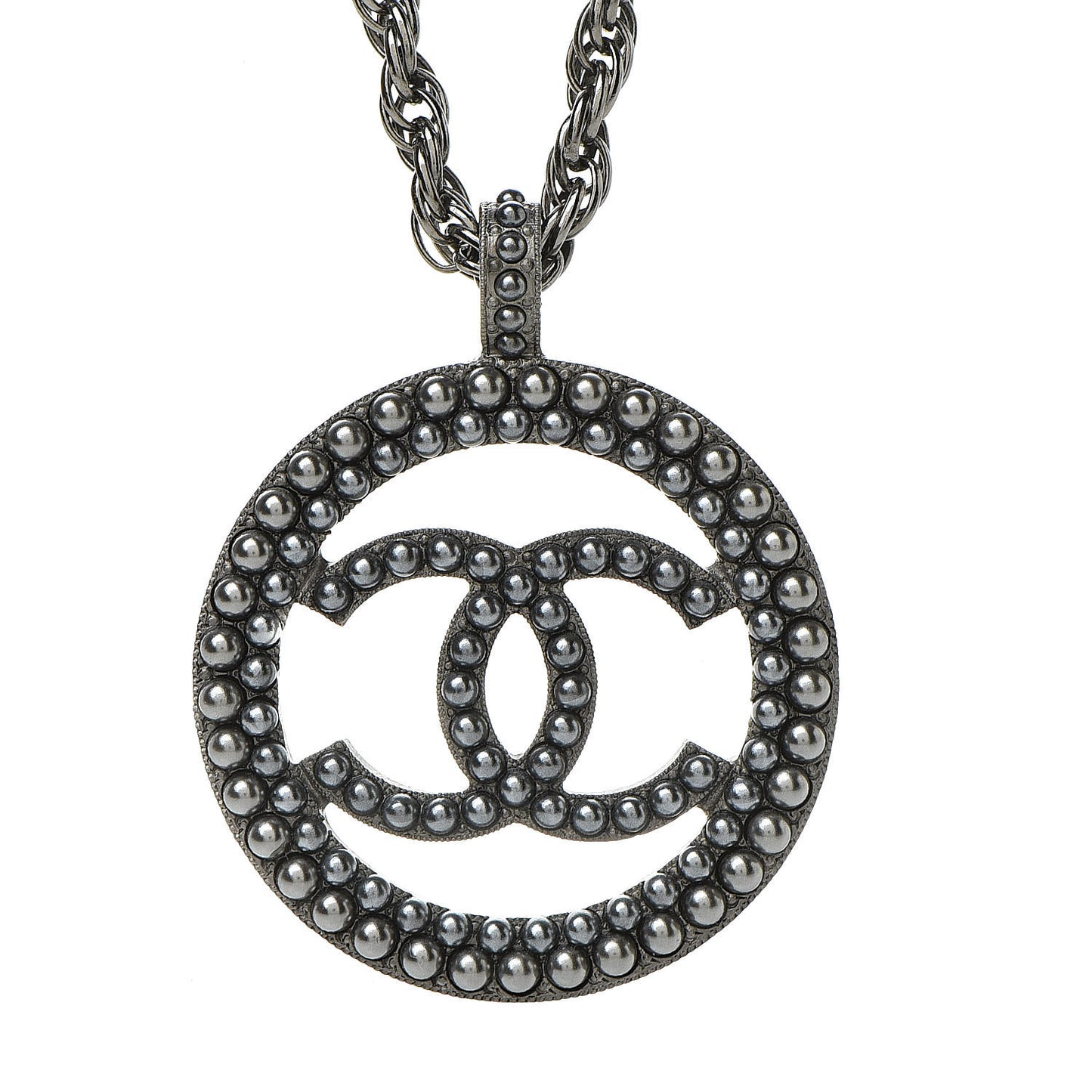 Ruthenium Pearl CC Short Necklace Dark Grey