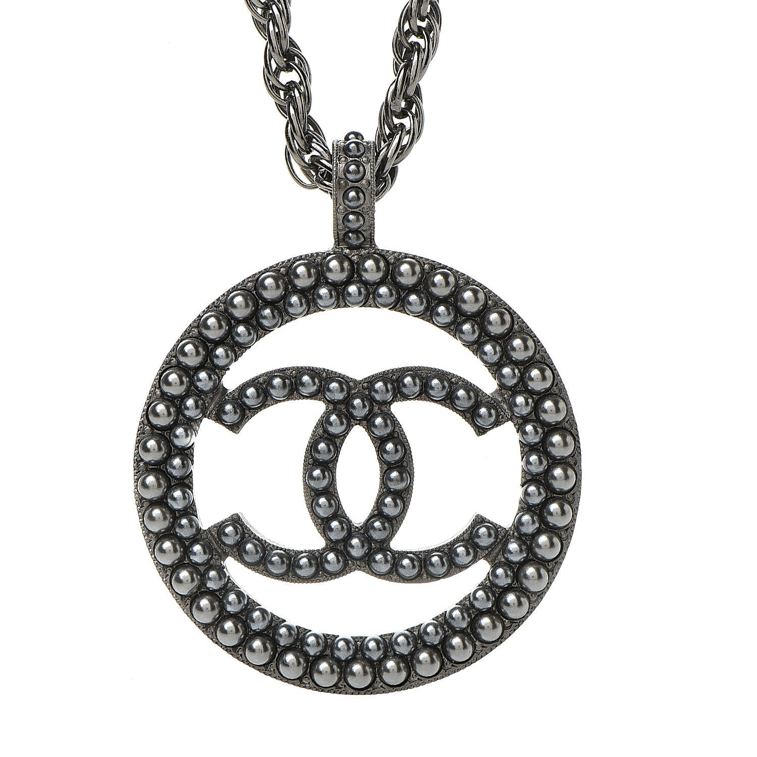 Chanel Ruthenium Pearl CC Short Necklace Dark Grey 4 of 6