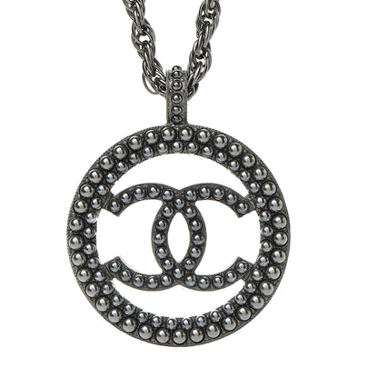Chanel Ruthenium Pearl CC Short Necklace Dark Grey 4 of 6