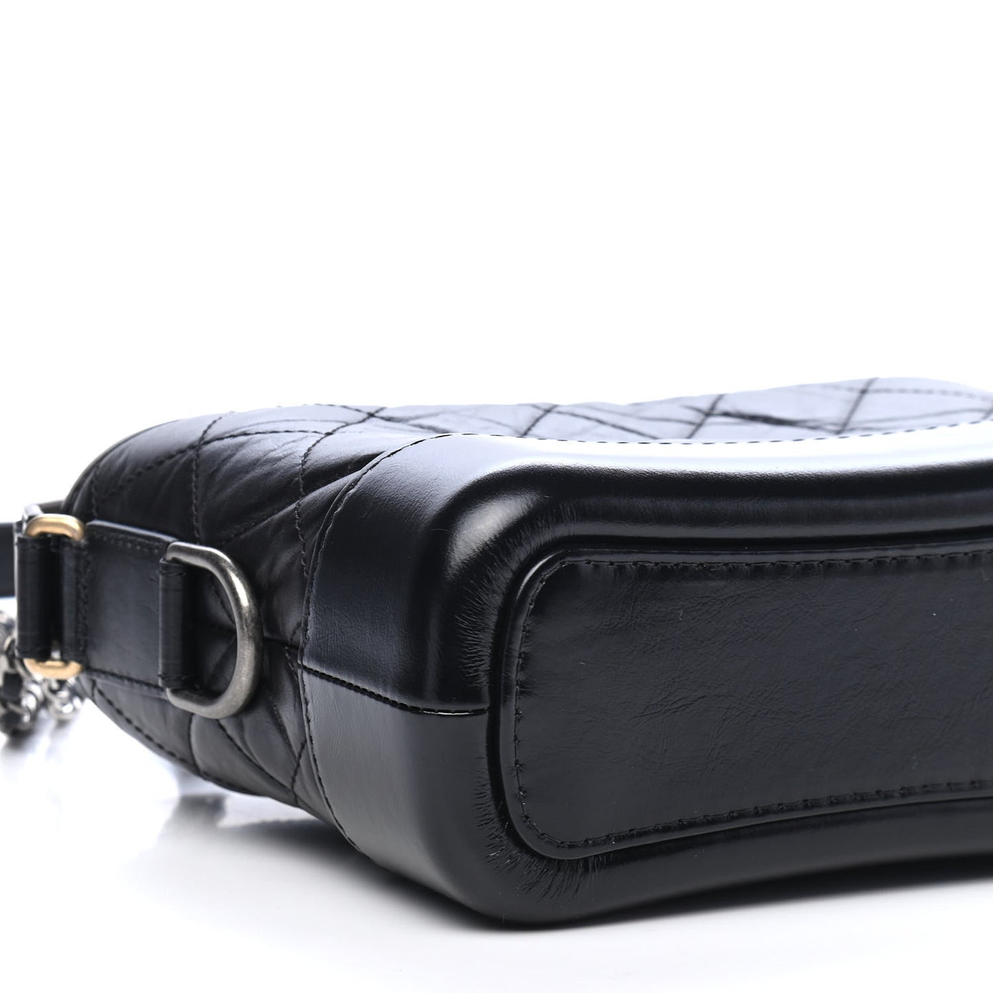Aged Calfskin Quilted Small Gabrielle Hobo Black