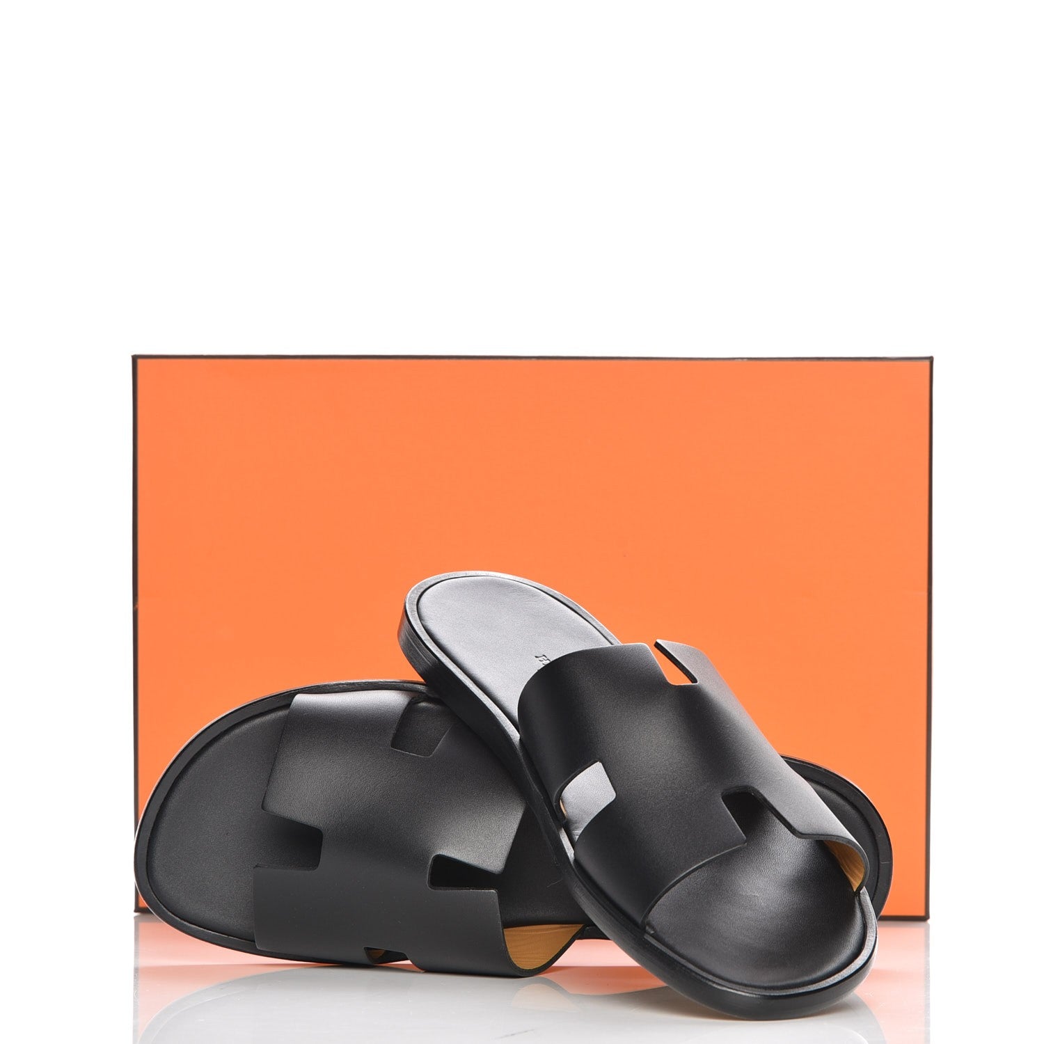 Hermes Calfskin Mens Izmir Sandals 42 Black 9 of 9