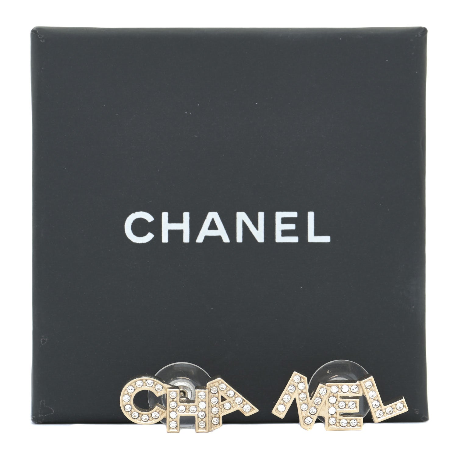 Chanel Crystal Pearl Signature Stud Earrings Gold 5 of 5