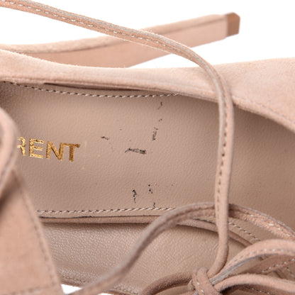 Saint Laurent Suede Lou Tribute 105 Lace Platform Sandals 35.5 Beige 11 of 12