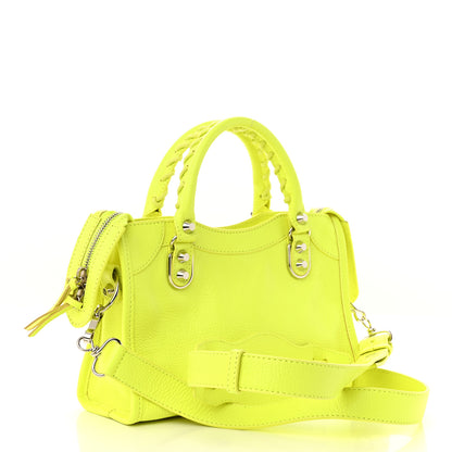 Balenciaga Chevre Silver Metallic Edge Hardware Mini City Acid Green 3 of 11