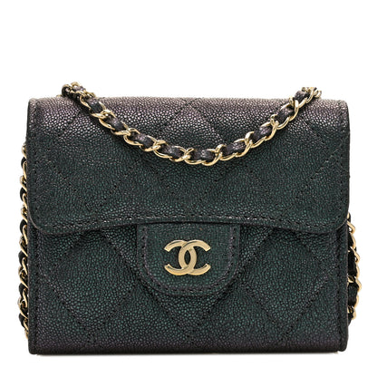 Chanel Iridescent Caviar Quilted Flap Card Holder On Chain Black 1 of 7