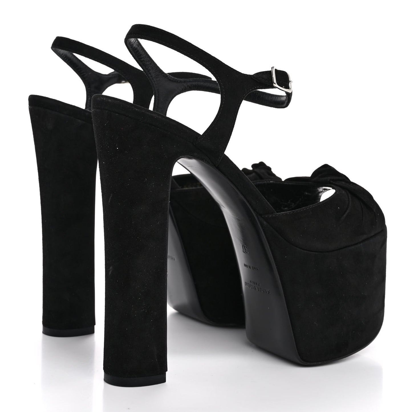 Suede Bianca 85 Platform Sandals 37 Black
