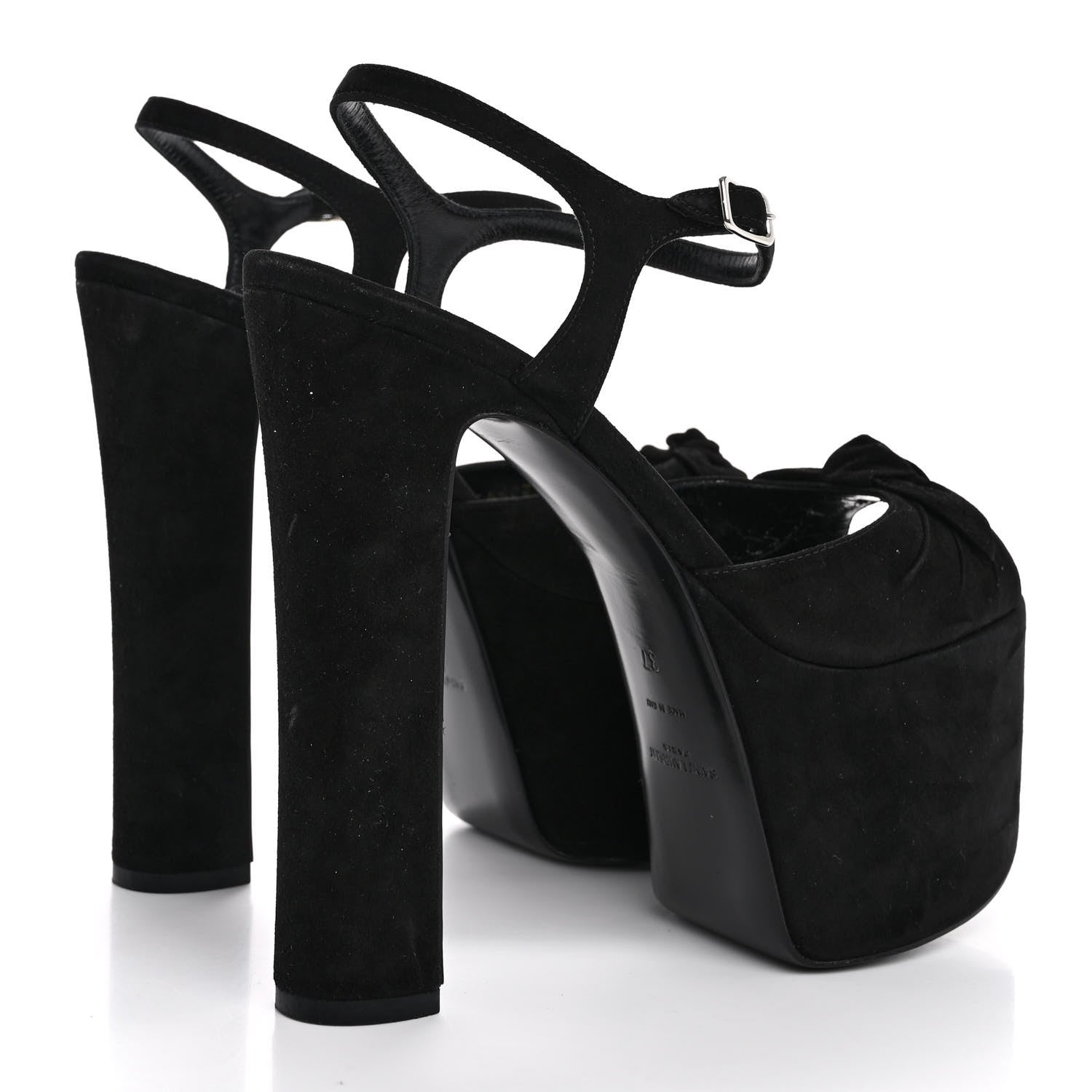 Saint Laurent Suede Bianca 85 Platform Sandals 37 Black 5 of 13