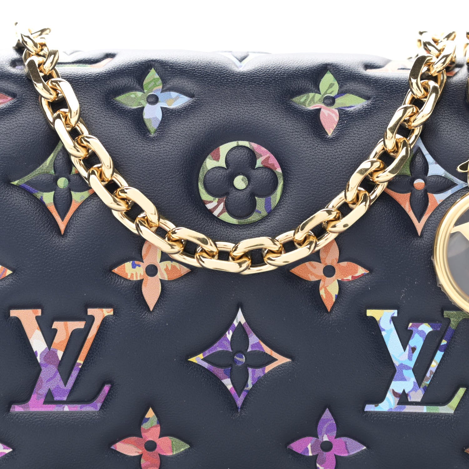 Louis Vuitton Lambskin Embossed Monogram LV Garden Pochette Coussin Navy 7 of 10