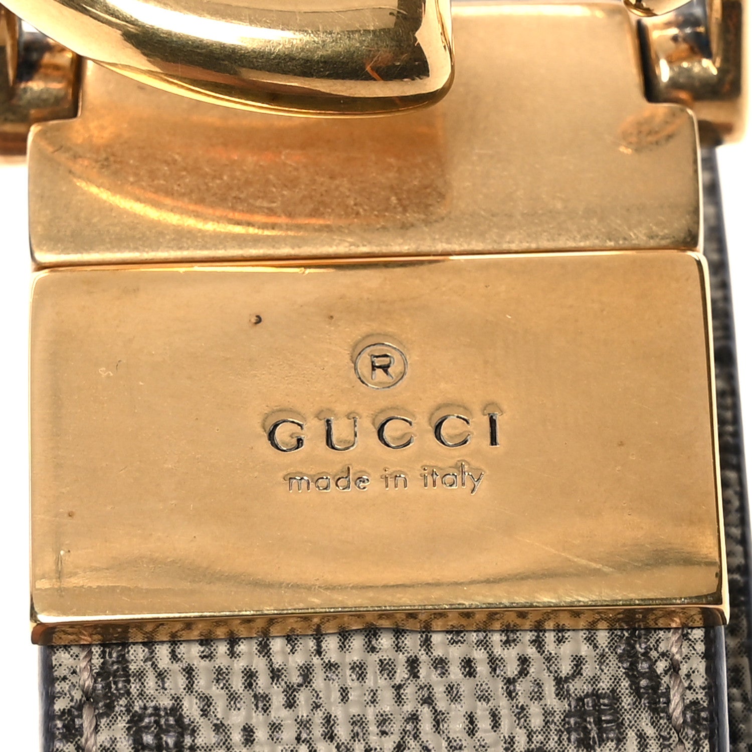 Gucci GG Supreme Monogram Plutone Calfskin Double G Reversible 30mm Belt 85 34 Beige Ebony New Acero 5 of 9