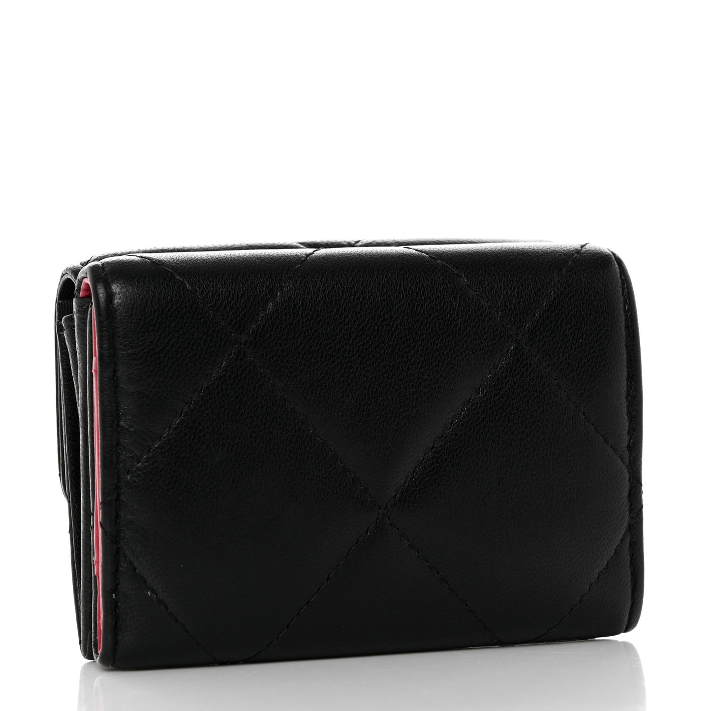 Lambskin Quilted Chanel 19 Small Flap Wallet Black