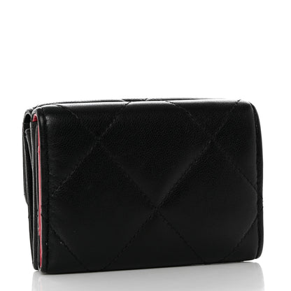 Chanel Lambskin Quilted Chanel 19 Small Flap Wallet Black 3 of 9