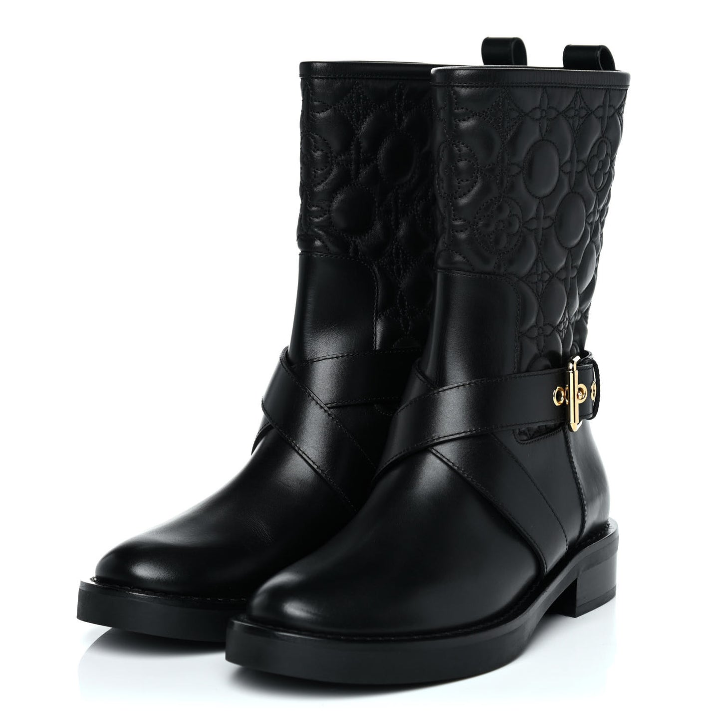 Calfskin Embossed Monogram Rebellion Half Boots 37 Black