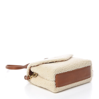 Saint Laurent Shearling Toy Loulou Shoulder Bag Natural 4 of 10