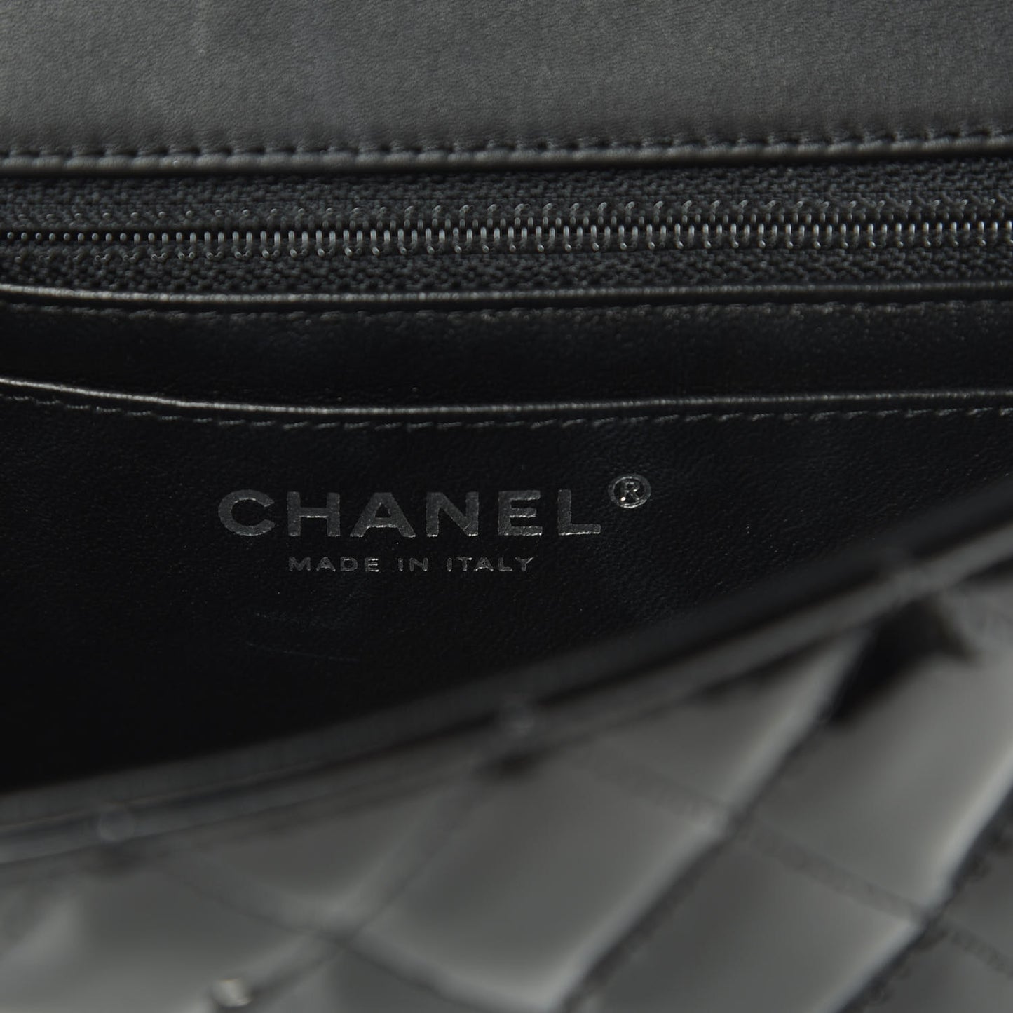 Patent Calfskin Quilted Mini Rectangular Flap Black