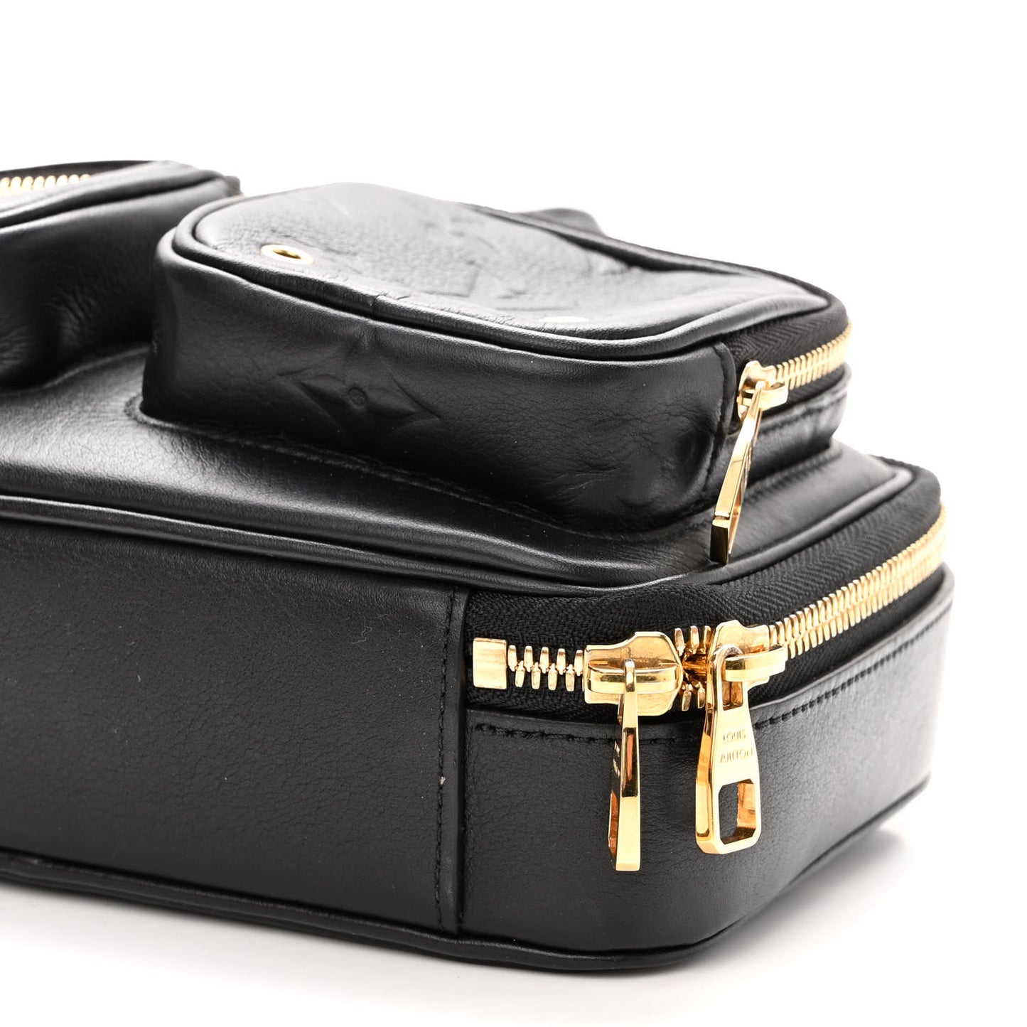 Calfskin Monogram Embossed Utility Bag Black