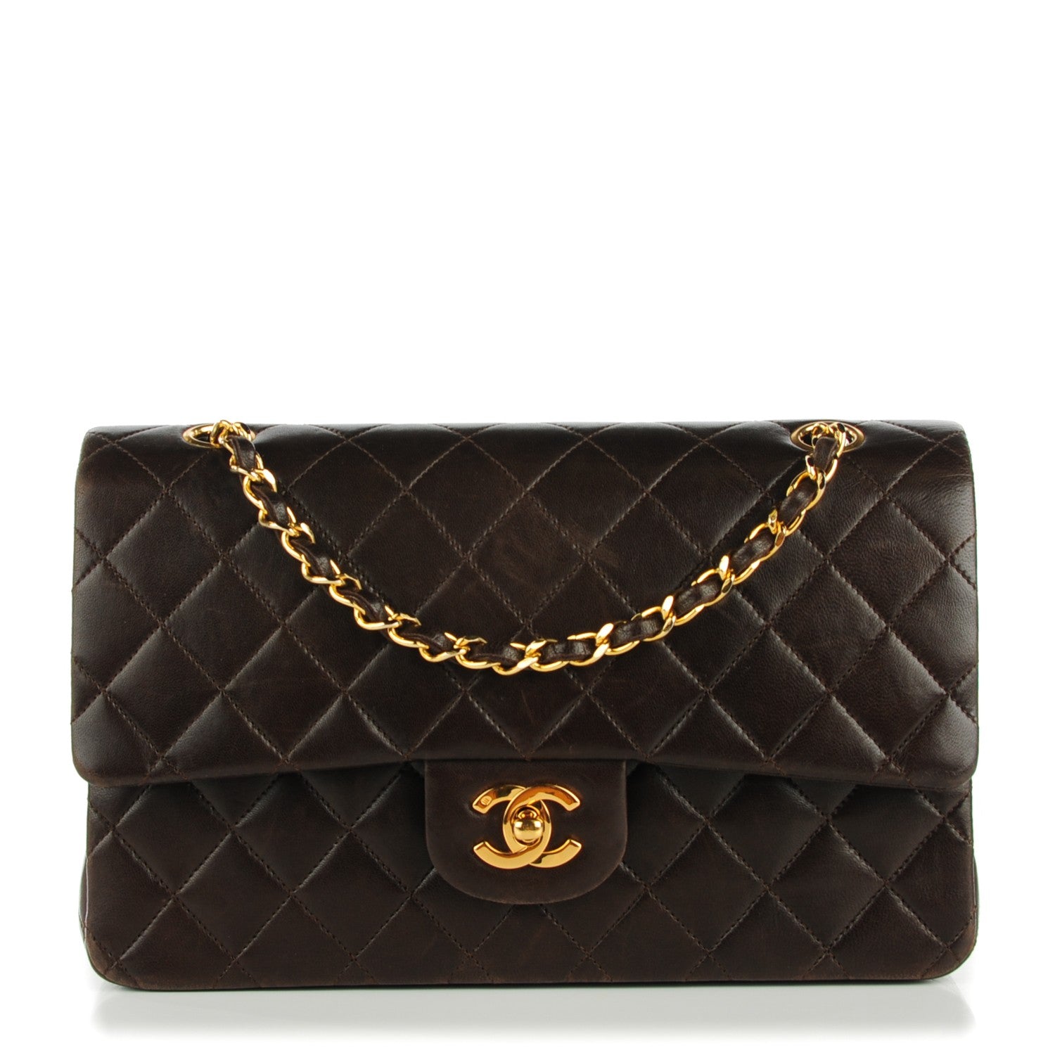 Chanel Lambskin Quilted Medium Double Flap Dark Brown 1 of 8