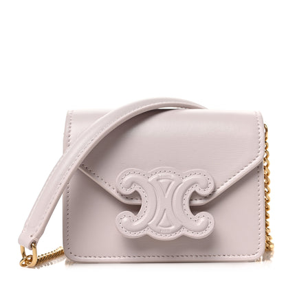 Celine Shiny Calfskin Triomphe Card Holder on Chain Poudre 1 of 8
