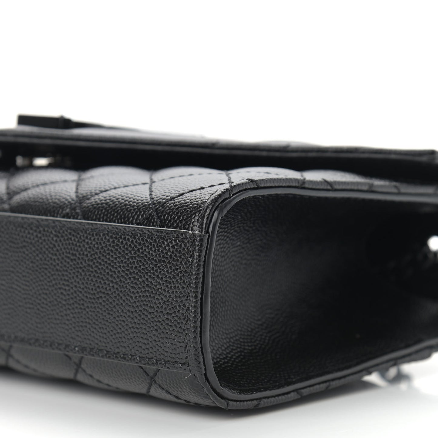 Grain De Poudre Textured Mixed Matelasse Triquilt Small Monogram Satchel Black