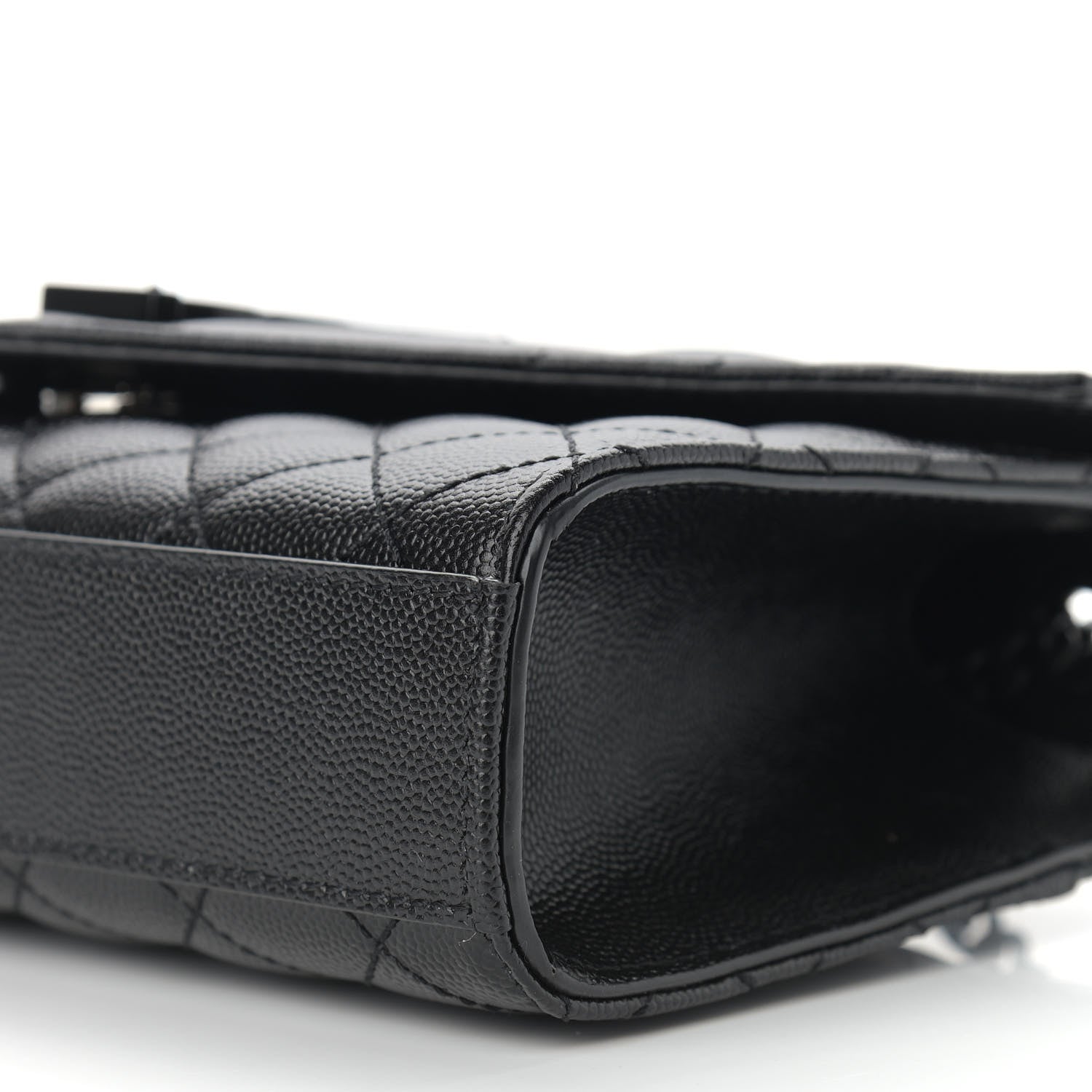 Saint Laurent Grain De Poudre Textured Mixed Matelasse Triquilt Small Monogram Satchel Black 9 of 10
