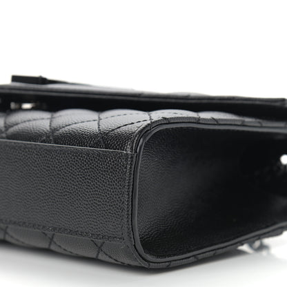 Saint Laurent Grain De Poudre Textured Mixed Matelasse Triquilt Small Monogram Satchel Black 9 of 10