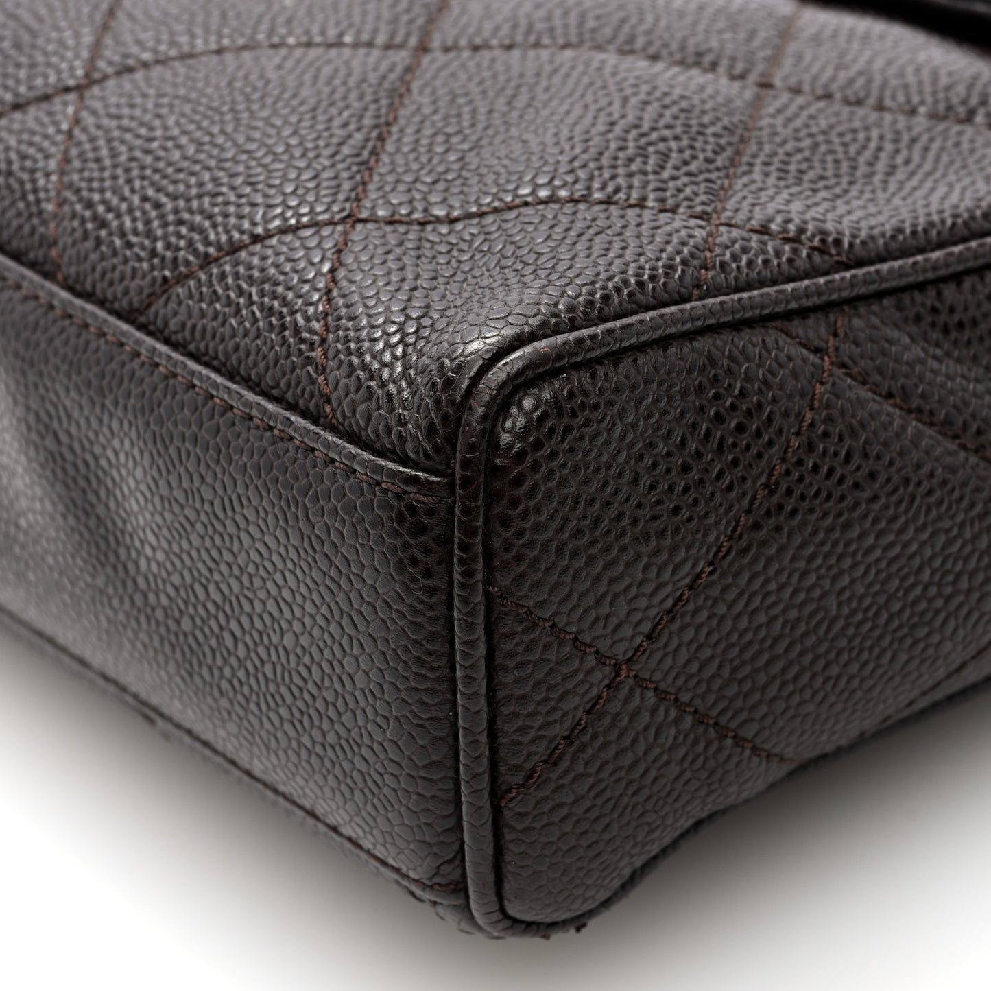 Caviar Quilted Medium Single Flap Brown