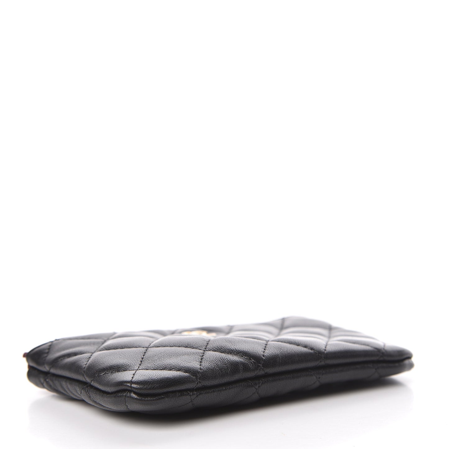 Lambskin Quilted Small Cosmetic Case Black