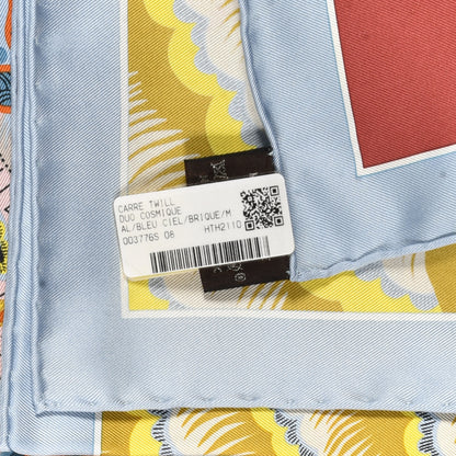 Hermes Silk Twill Duo Cosmique Scarf 90 Bleu Ciel Brique 5 of 5