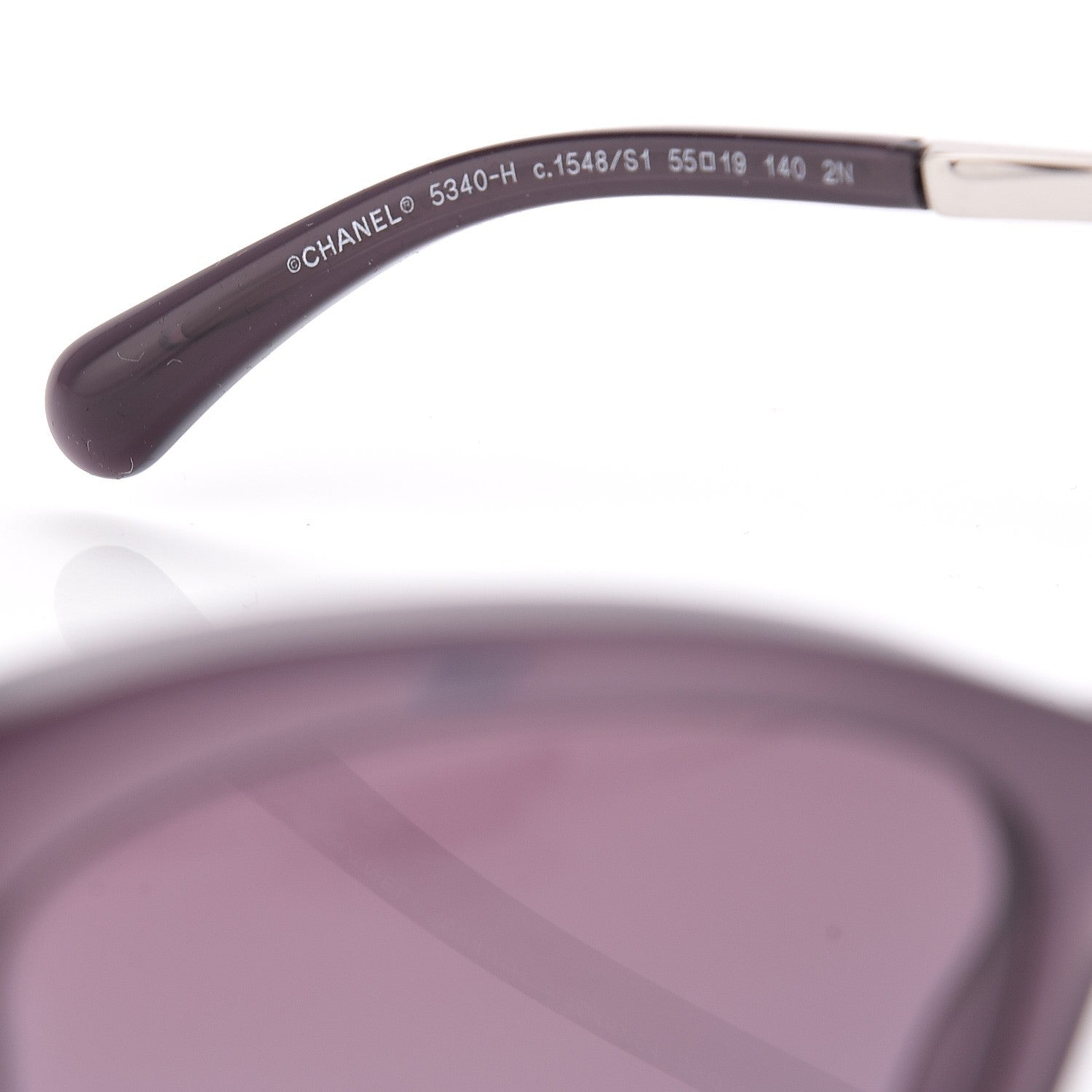 Chanel Acetate Pearl Cat Eye Sunglasses 5340-H Purple 5 of 9