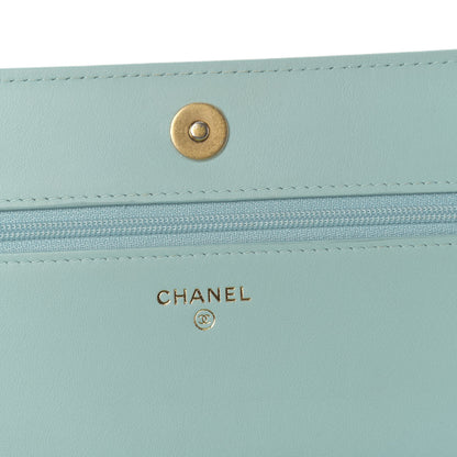 Chanel Caviar Quilted Boy Wallet On Chain WOC Light Blue 6 of 12