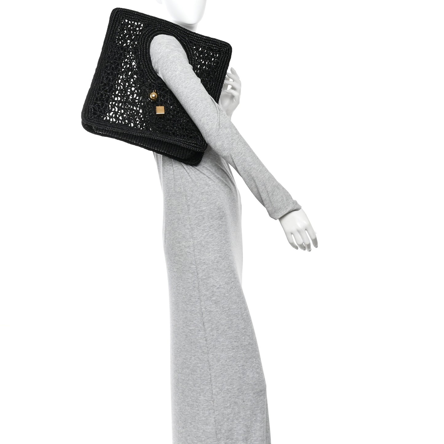 Raffia Le Petite Carre Spiaggia Square Tote Black