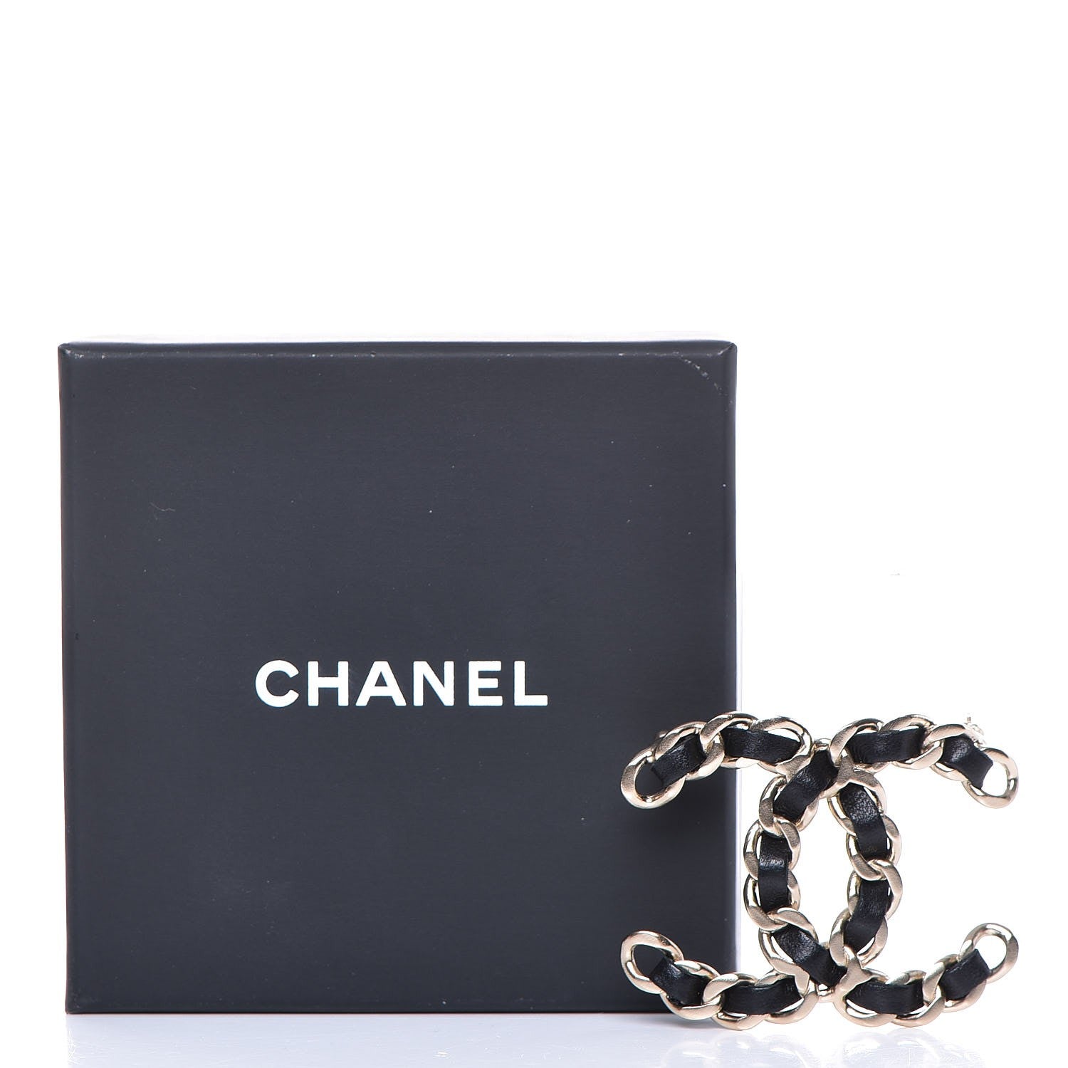 Chanel Lambskin Chain CC Brooch Black Gold 7 of 7