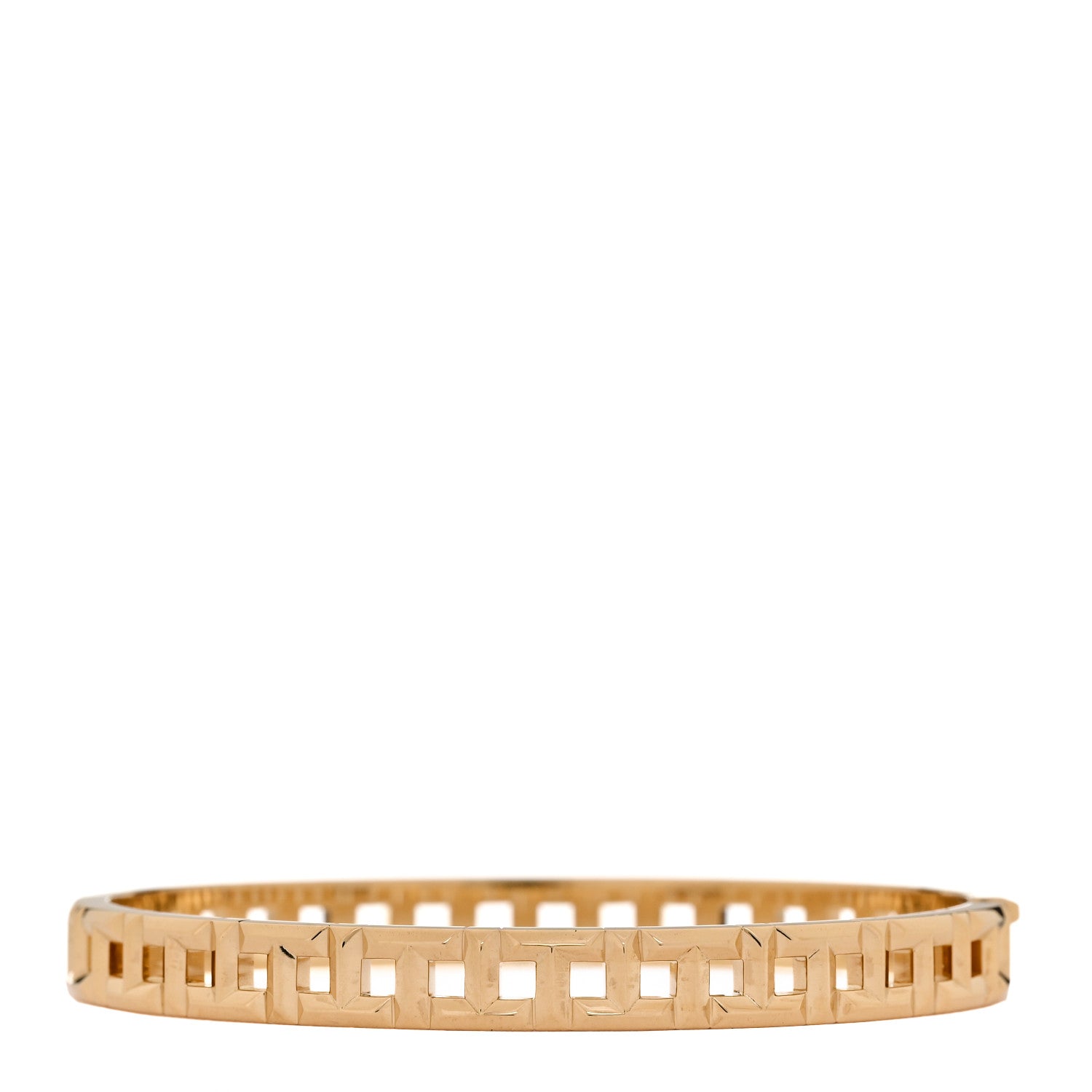 Tiffany 18K Yellow Gold Narrow T True Hinged Bangle Bracelet 1 of 4