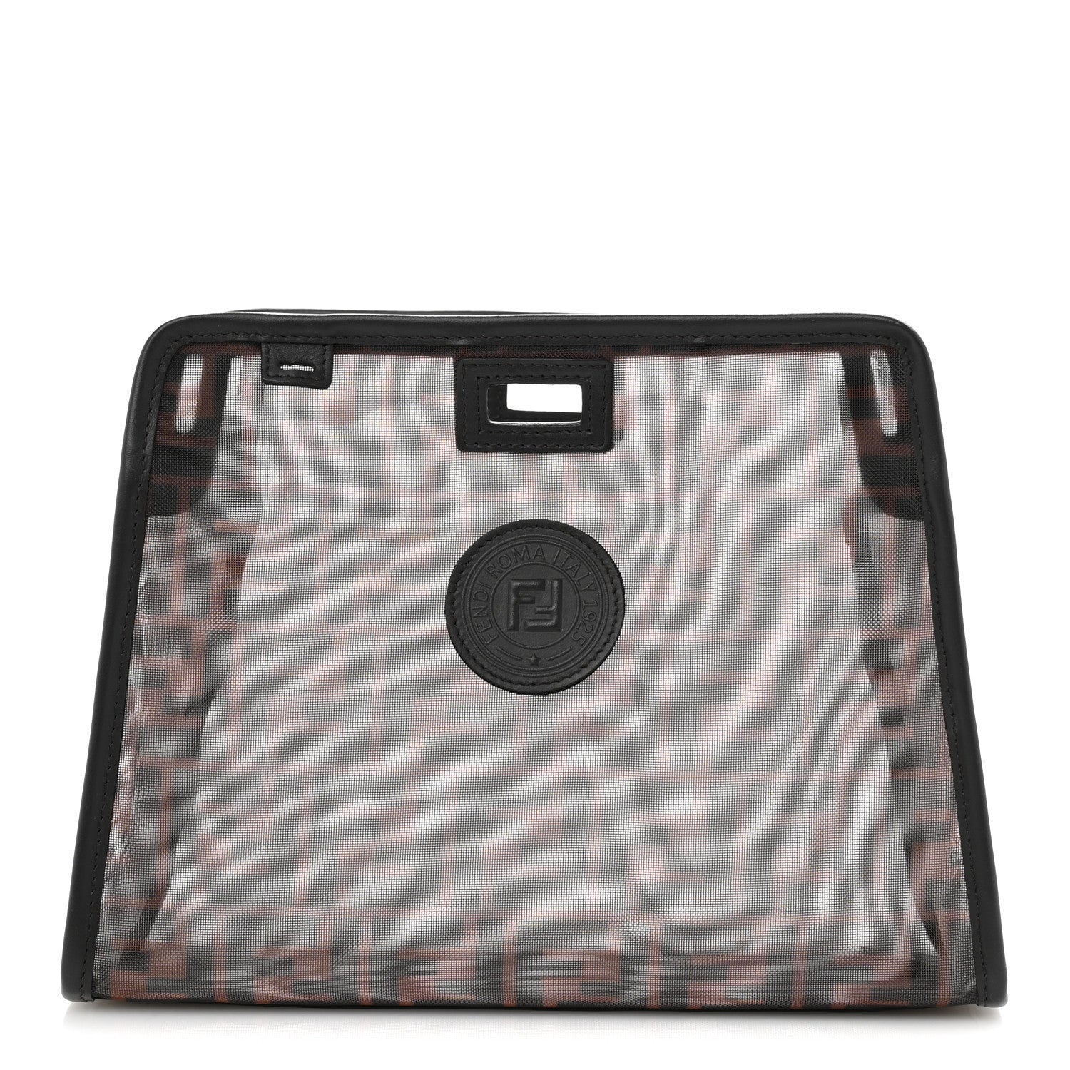 Fendi Mesh Vitello Century FF 1974 Mini Peekaboo Defender Cover Marrone Black Ebano 1 of 12
