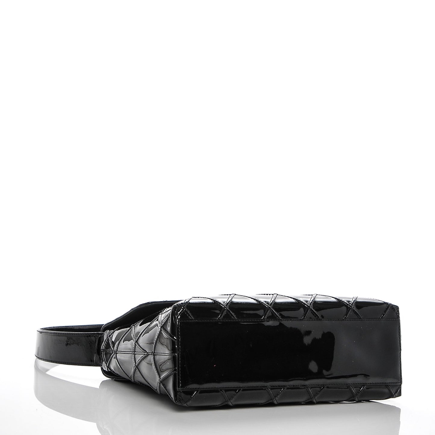 Patent Stitched Shoulder Flap Bag Black