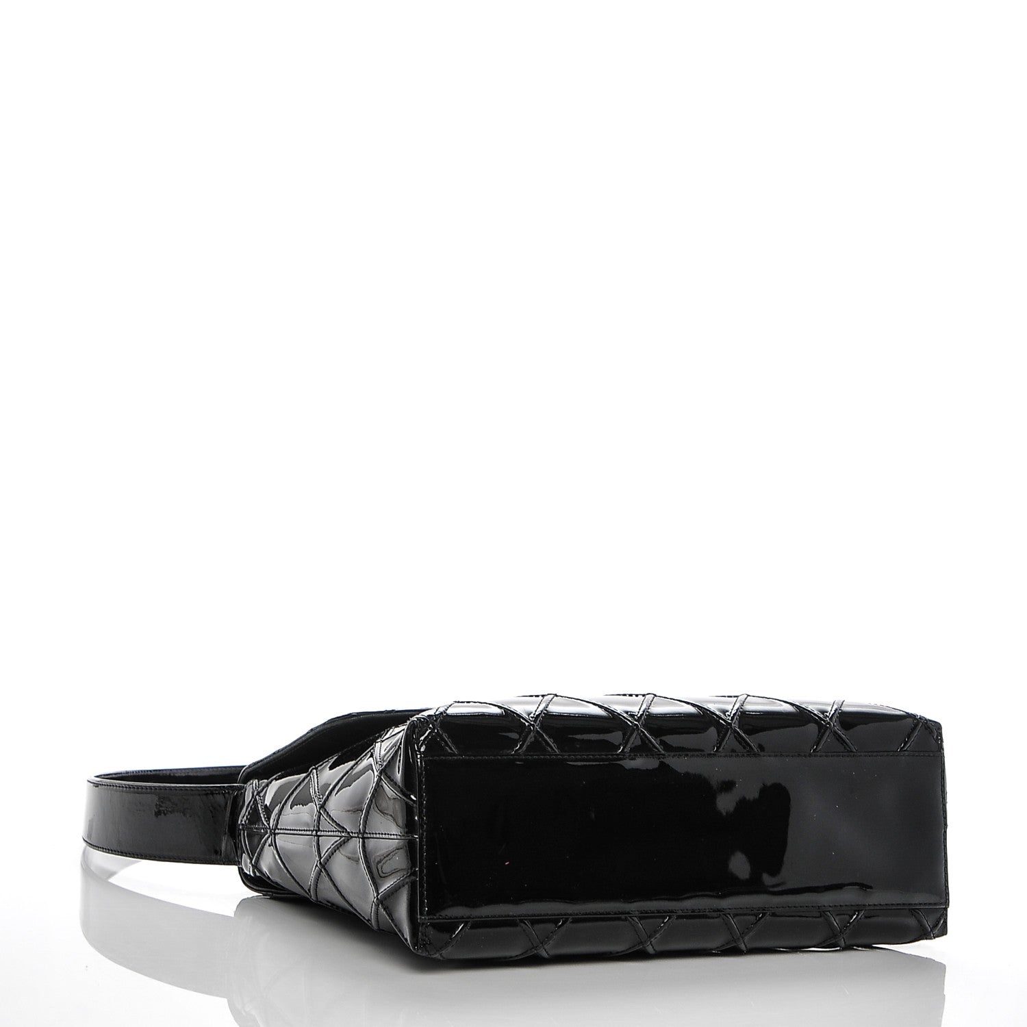 Chanel Patent Stitched Shoulder Flap Bag Black 4 of 12