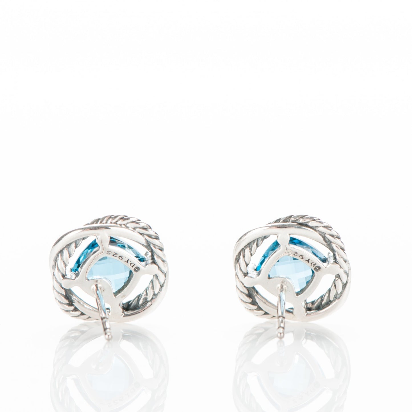 Sterling Silver Blue Topaz 7mm Infinity Earrings