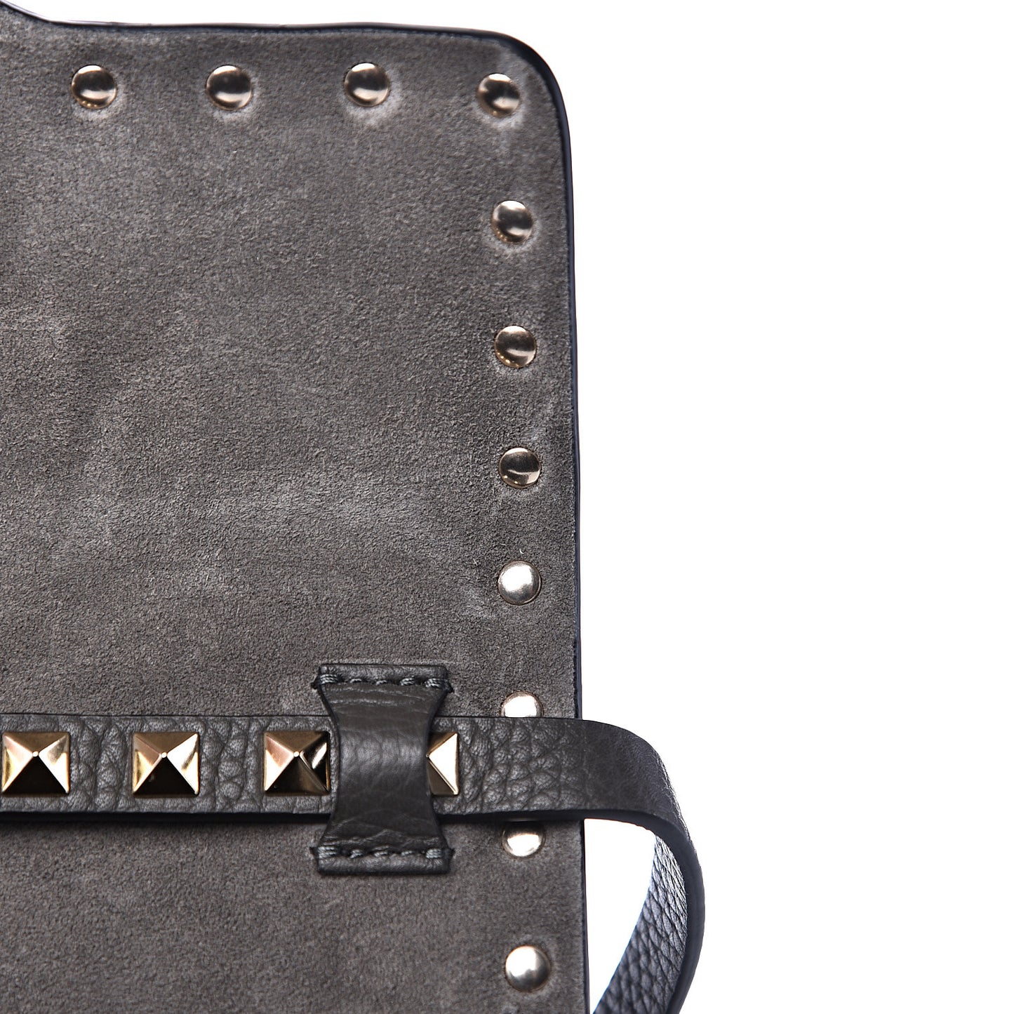 Pebbled Calfskin Medium Rockstud Flip Lock Crossbody Bag Graphite